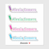 Sticker crayons/crayons de couleur scolaire nom personnali (Feuille)