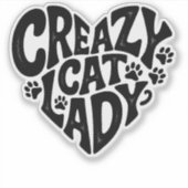 Sticker Crazy Cat Lady Retro Inspiré (Devant)