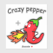 Sticker Crazy Pepper Funny Red Chili Hot Vegables (Feuille)
