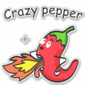 Sticker Crazy Pepper Funny Red Chili Hot Vegables (Devant)