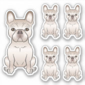 Sticker Cream French Bulldog Chien assis Illustrations (Devant)