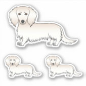 Sticker Cream long cheveux Dachshund mignon dessin de chie (Devant)