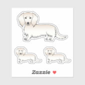 Sticker Cream long cheveux Dachshund mignon dessin de chie (Feuille)