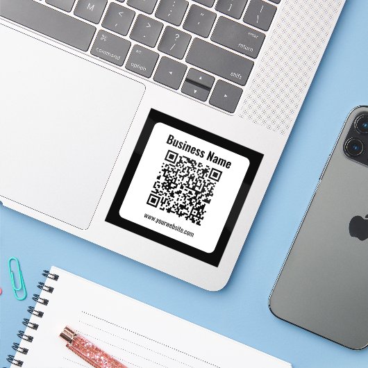 Sticker Create Your Own QR Code | Transperant (Ordinateur portable avec iPhone)