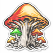 Sticker Creative Earthy Psychedelic Mushroom Art (Devant)