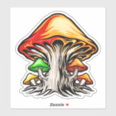 Sticker Creative Earthy Psychedelic Mushroom Art (Feuille)