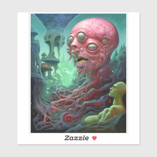 Sticker Créature Alien Surreal Horror Art (Feuille)