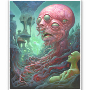 Sticker Créature Alien Surreal Horror Art