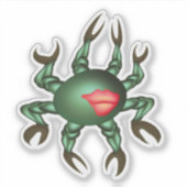 Sticker Créature marine verte avec de nombreuses griffes (Devant)
