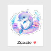 Sticker Créature Mer Dauphin Cute (Feuille)