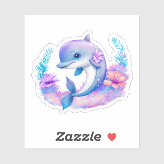 Sticker Créature Mer Dauphin Cute (Feuille)