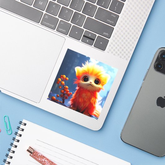 Sticker Créature orange (Ordinateur portable avec iPhone)