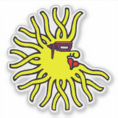 Sticker Créature solaire jaune néon avec lunettes (Devant)