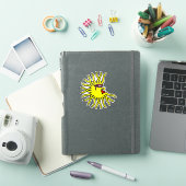 Sticker Créature solaire jaune néon avec lunettes (Couverture iPad)