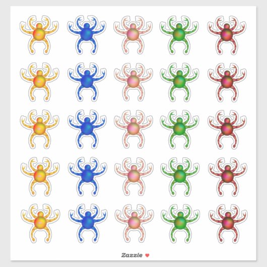 Sticker Créatures de crabe alien néon (Feuille)