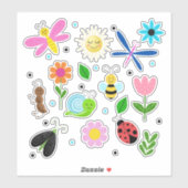 Sticker Créatures heureuses de la cour (Feuille)