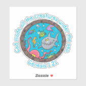Sticker Créatures marines drôles bande dessinée verset bib (Feuille)
