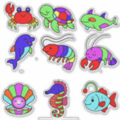 Sticker Créatures Marines Néon Pack d'autocollants – 9 sou (Devant)
