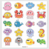 Sticker Créatures marines pour enfants (Feuille)