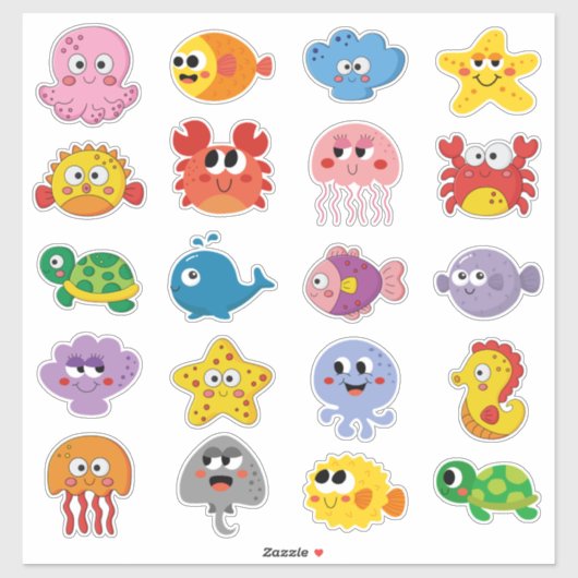 Sticker Créatures marines pour enfants (Feuille)
