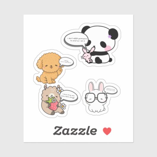 Sticker Créatures Mignonnes et Impertinentes Protégeant Ma (Feuille)
