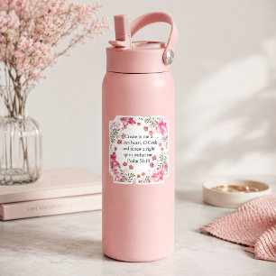Sticker Crée un cœur pur Psaume Fleurs roses Verset bibliq