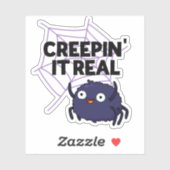 Sticker Creepin It Real Funny Halloween Spider Pun (Feuille)