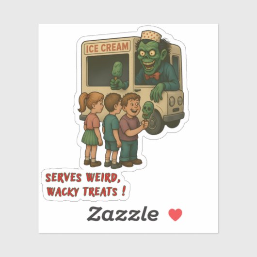 Sticker Creepy Ice Cream Truck – Weird & Wacky Horror Trea (Feuille)