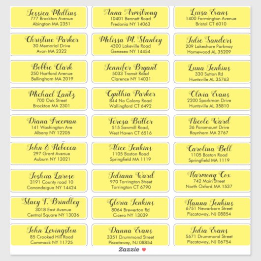 Sticker Créez votre propre adresse d'invité Mariage Jaune (Feuille)