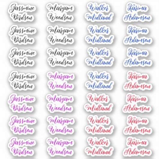 Sticker Créez Votre Propre Script Nom Complet (28 Balises  (Devant)