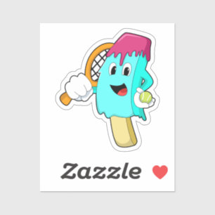Sticker Crème glacée au Tennis avec raquette de tennis