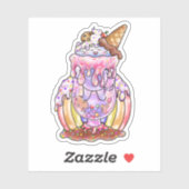 Sticker Crème glacée Chat Flotte | (Feuille)