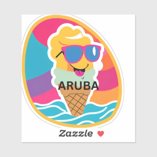 Sticker Crème glacée et aruba (Feuille)