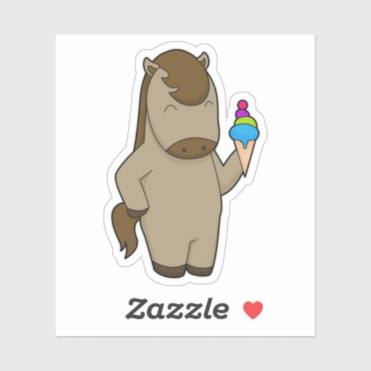 Sticker Crème glacée Horse gaufre (Feuille)