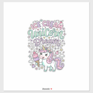 Sticker Crème Glacée Licorne Rêve de Licorne Produit Paste
