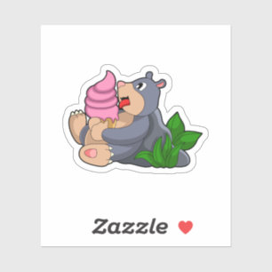 Sticker Crème glacée Mole avec gaufre