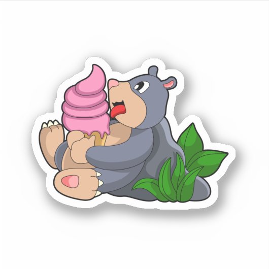 Sticker Crème glacée Mole avec gaufre (Devant)