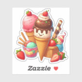 Sticker crème glacée yummy kawaii (Feuille)