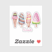 Sticker Crèmes glacées mignonnes adorables (Feuille)