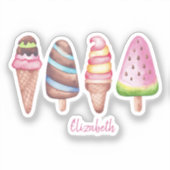 Sticker Crèmes glacées mignonnes adorables (Recto)