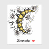 Sticker Crescent Lune Enveloppée Dans Fleurs Tatouage Styl (Feuille)