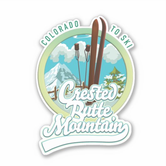 Sticker Crested Butte Mountain Colorado Ski logo devient (Devant)