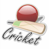 Sticker Cricket, chauve-souris et balle (Devant)