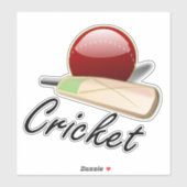 Sticker Cricket, chauve-souris et balle (Feuille)