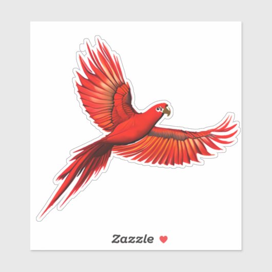 Sticker Crimson Macaw / Red Parrot en vol (Feuille)