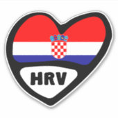 Sticker Croatie Code Pays Drapeau Coeur Hrvatska HRV (Devant)