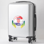 Sticker Croatie football entre des mains protégées (Sur valise)