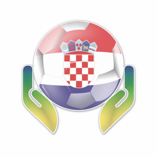 Sticker Croatie football entre des mains protégées (Devant)