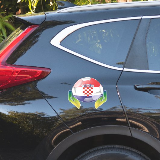 Sticker Croatie football entre des mains protégées (Coté voiture)