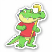 Sticker Crocodile à Field hockey avec bâton (Recto)